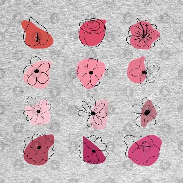 pink hand drawn flowers by Leticia Diab